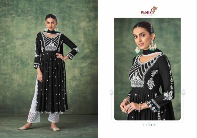 Vamika Aadhira Ethnic Wear Pure Rayon Designer Kurti With Bottom Dupatta Collection 